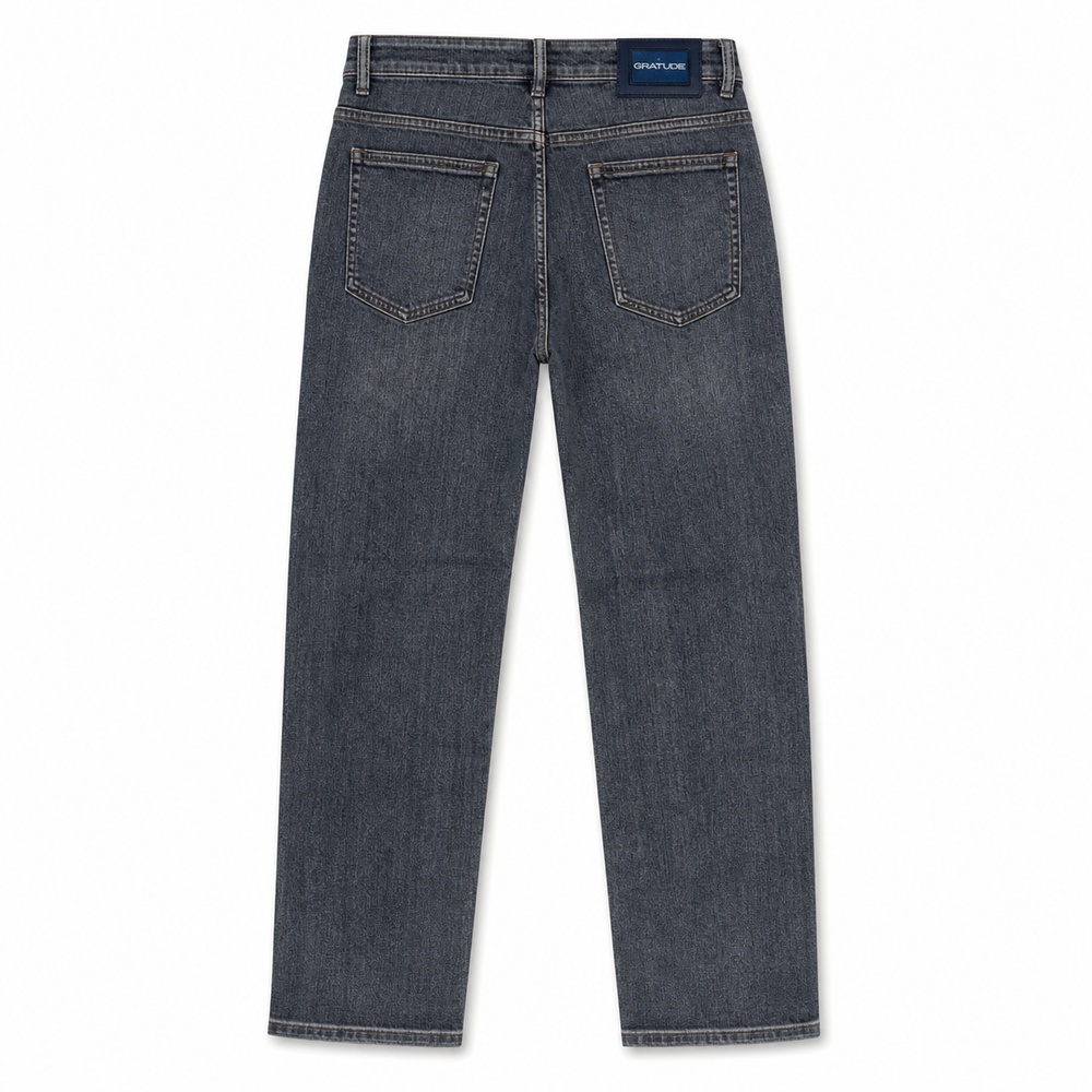 Dark Gray Washed Straight Leg Five Pocket Jeans – Bild 3