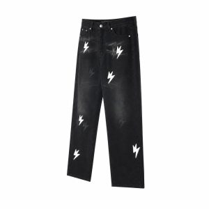 Black Washed White Lightning Straight Leg Jeans