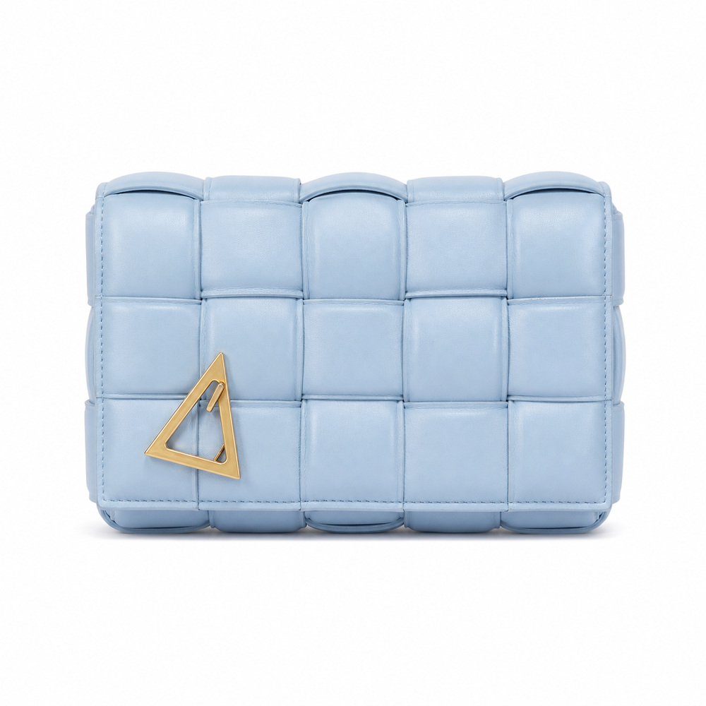 Light Blue Padded Woven Flap Shoulder Bag – Bild 2
