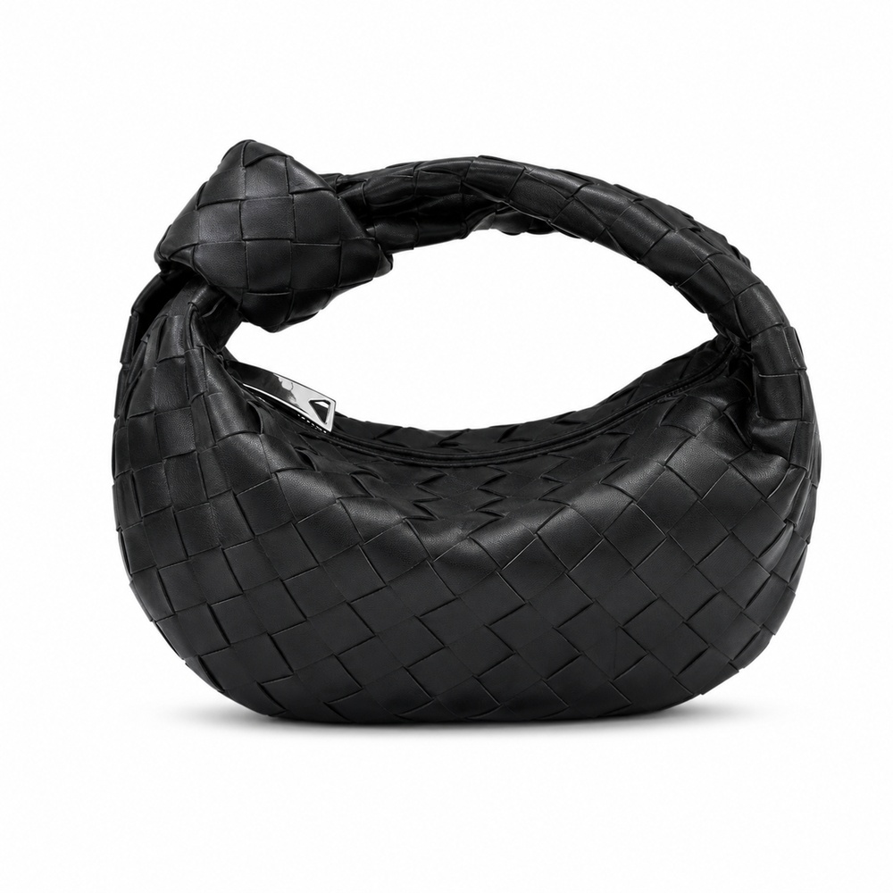 Black Mini Woven Crescent Bag – Bild 2