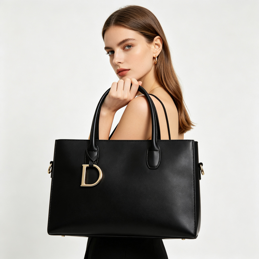 Black Leather Tote Bag – Bild 3