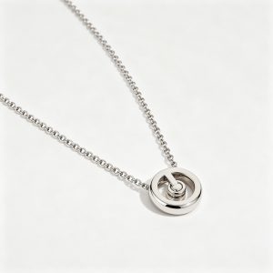 Silver-Tone Alloy (Non-Precious Metal) Circular Pendant Necklace