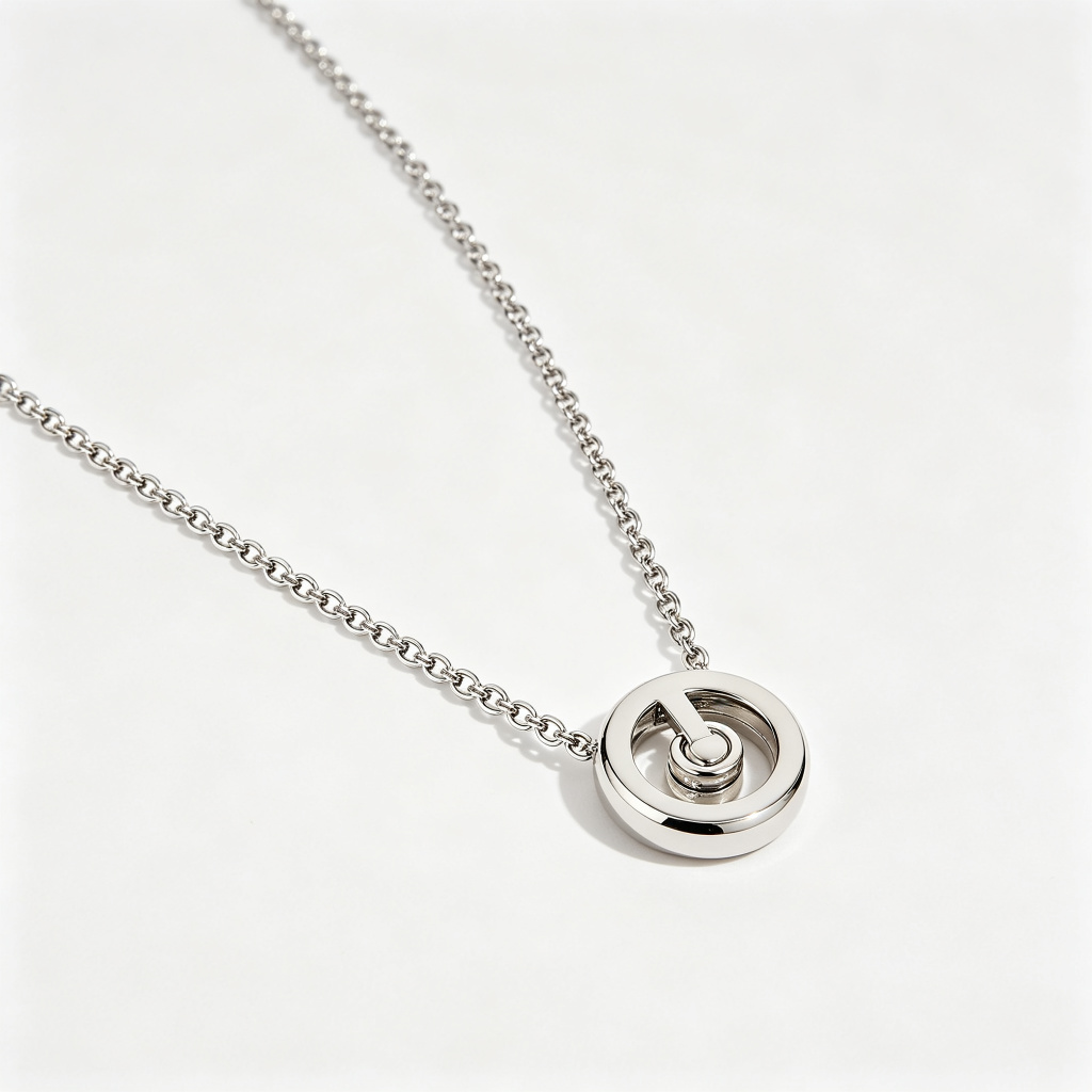 Silver-Tone Alloy (Non-Precious Metal) Circular Pendant Necklace
