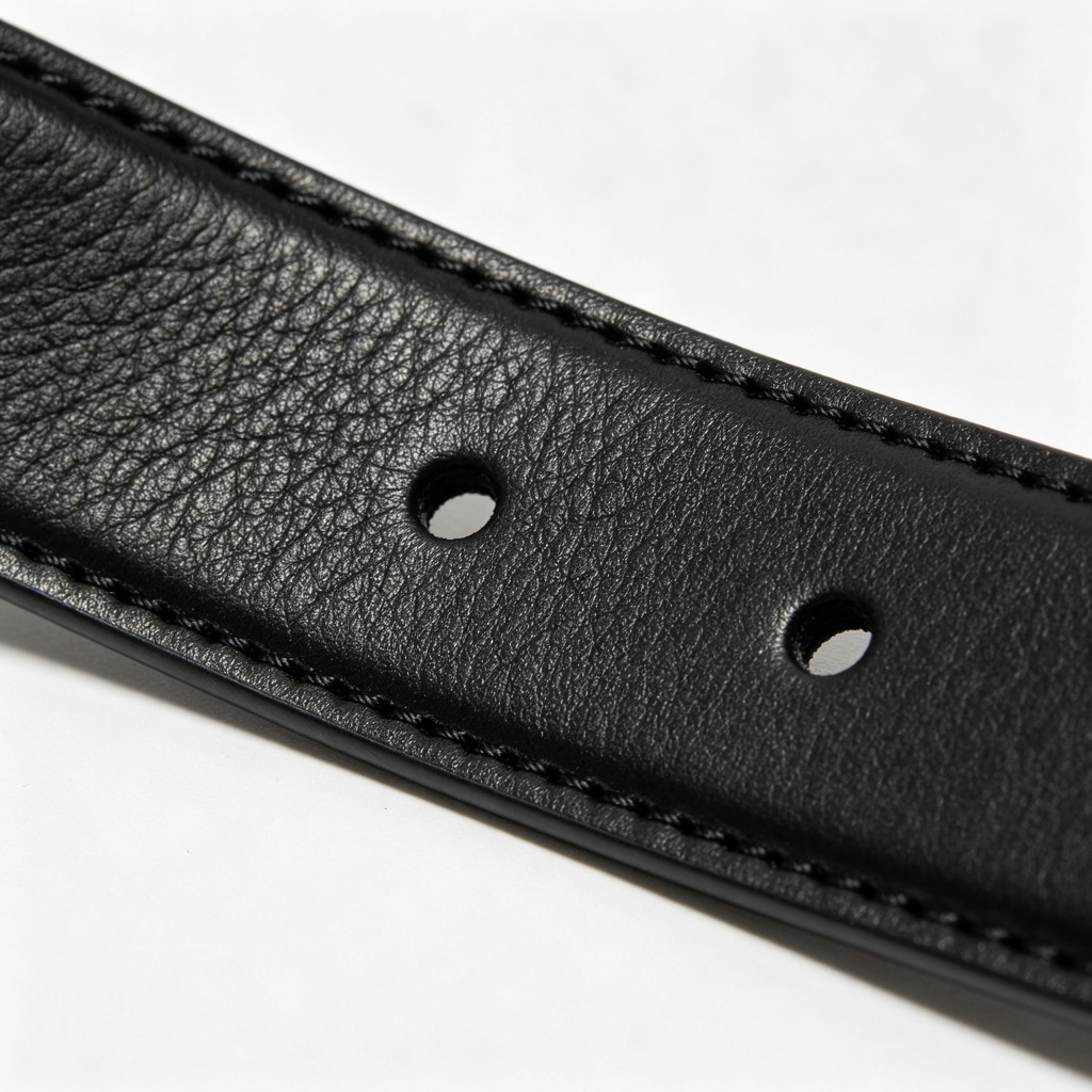 Black Leather Large Square Buckle Belt – Bild 3
