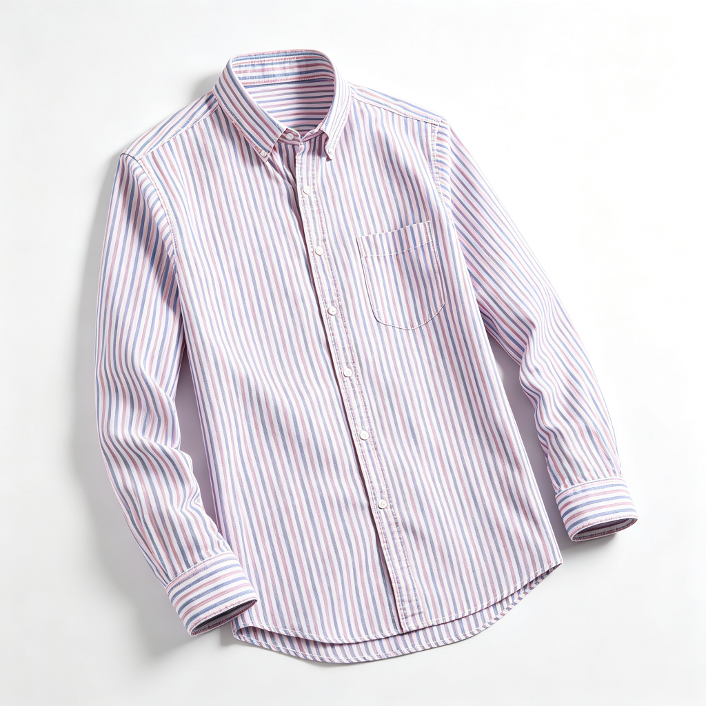 Pink Blue White Stripe Long Sleeve Shirt
