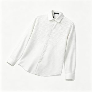 White Jacquard Long Sleeve Shirt
