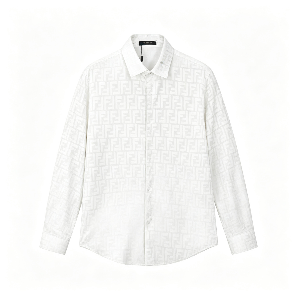White Jacquard Long Sleeve Shirt – Bild 2