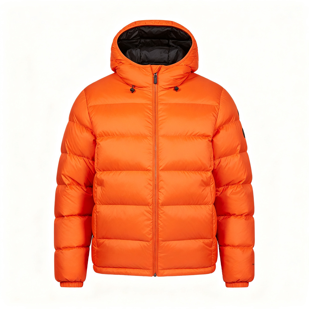 Orange Hooded Down Jacket – Bild 2