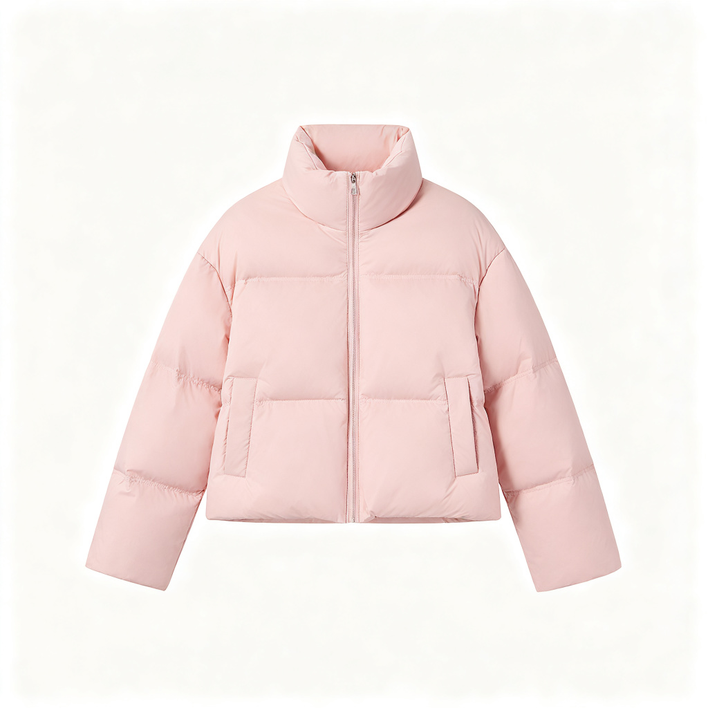 Pink Cropped Down Jacket – Bild 2