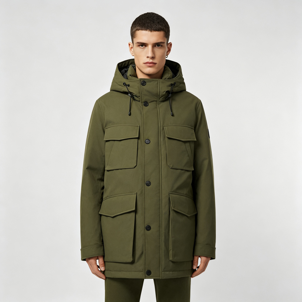 Army Green Hooded Down Jacket – Bild 4