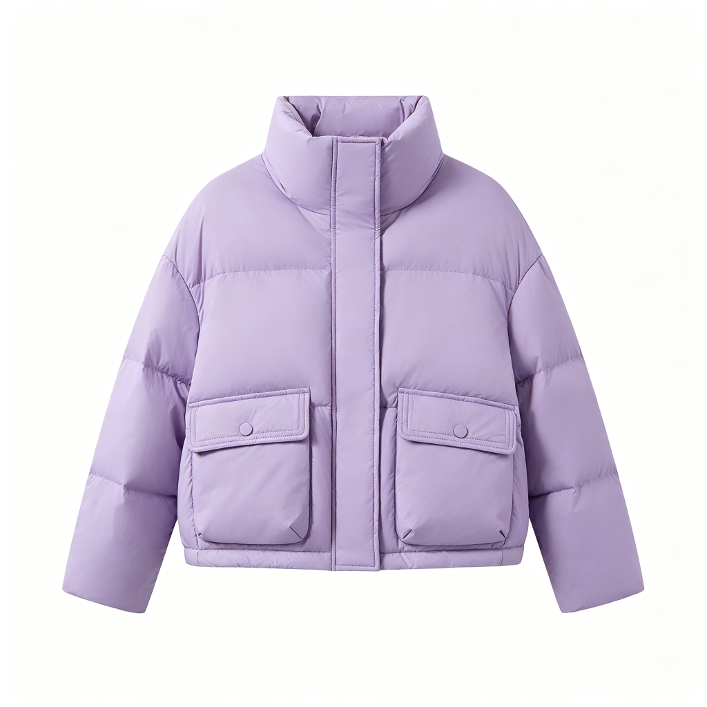 Purple Cropped Down Jacket – Bild 2