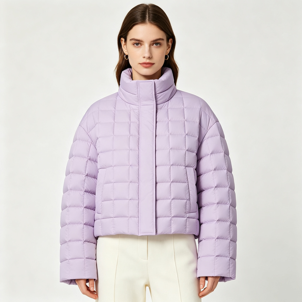 Purple Cropped Down Jacket – Bild 4