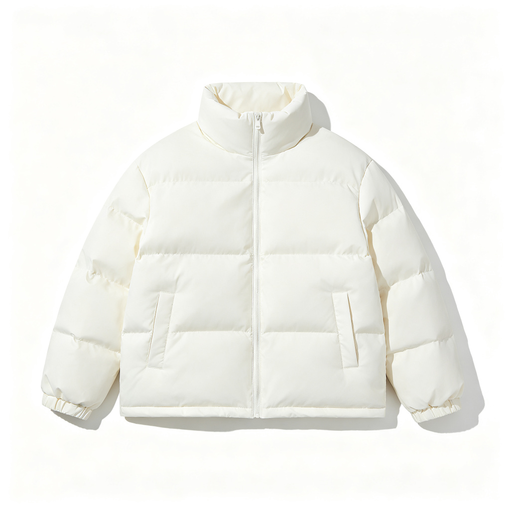 White Stand Collar Down Jacket – Bild 2