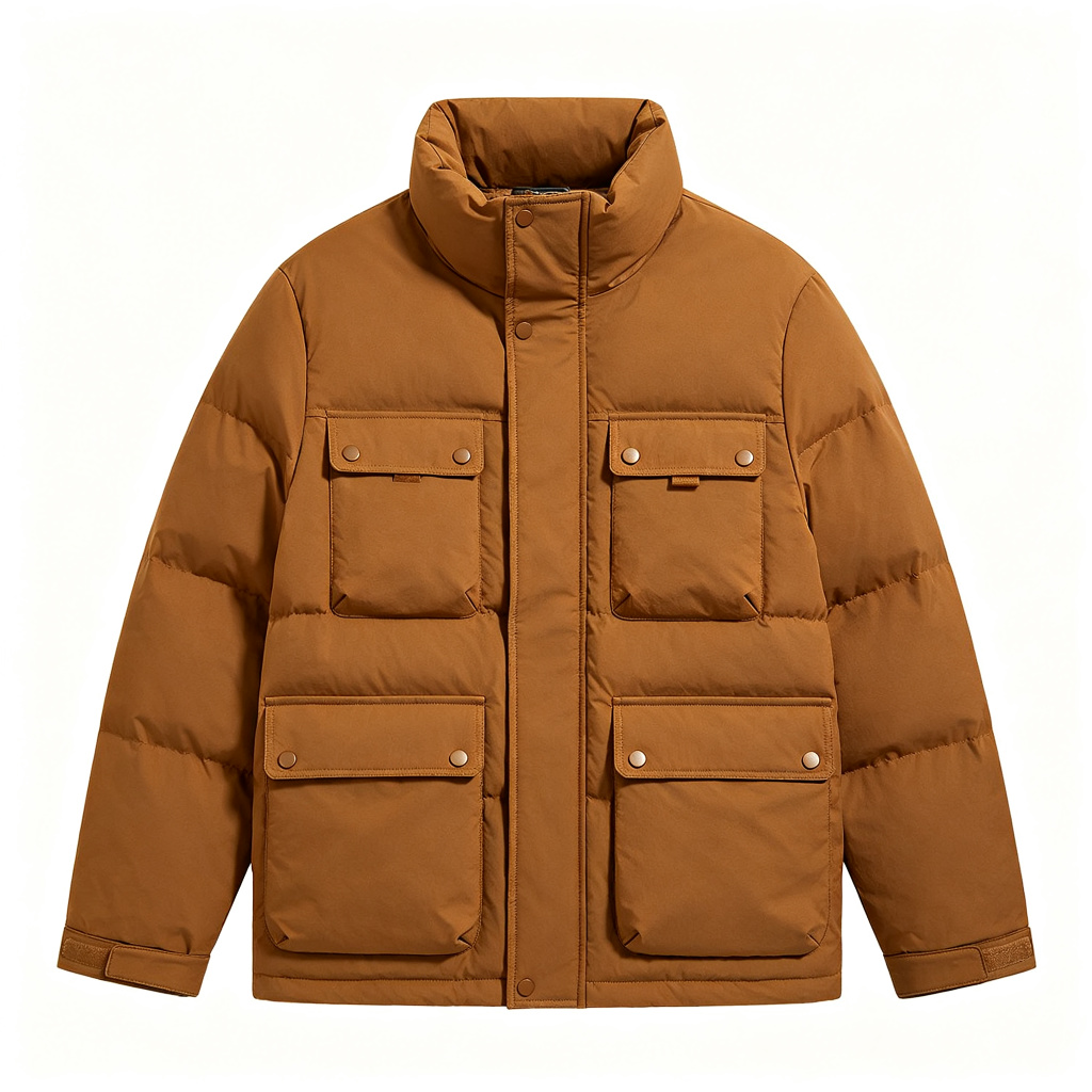 Brown Utility Down Jacket – Bild 2