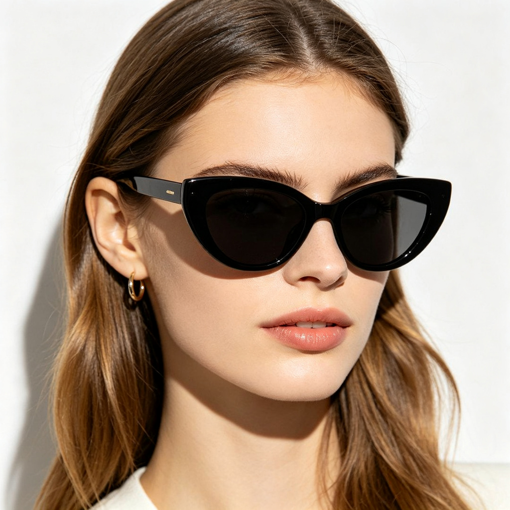 Black Oversized Cat Eye Sunglasses – Bild 5