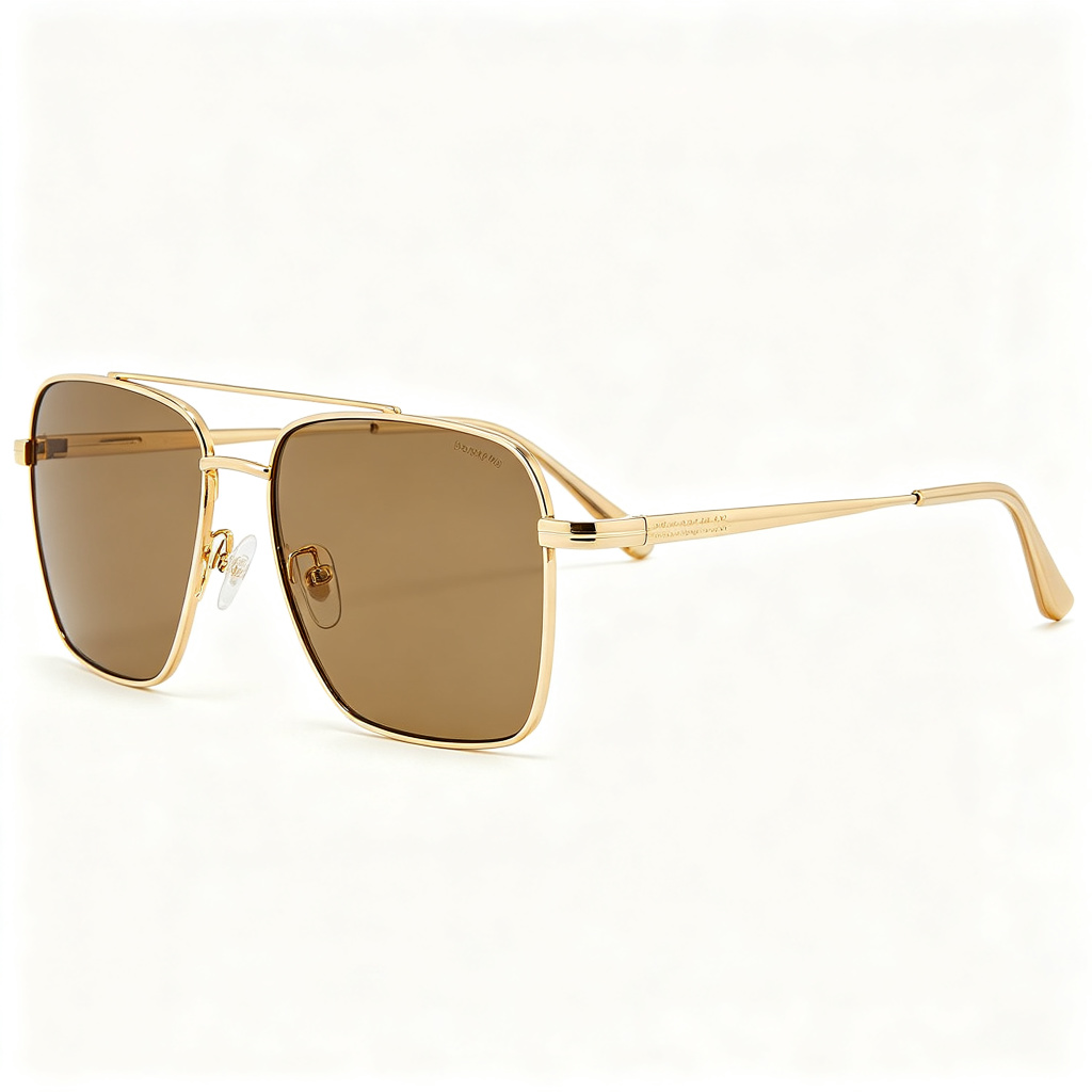 Gold Metal Square Aviator Sunglasses – Bild 3