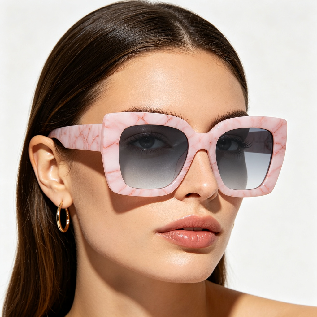 Pink Square Frame Sunglasses – Bild 4