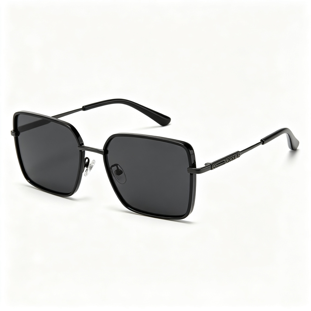 Black Metal Square Frame UV400 Sunglasses – Bild 3