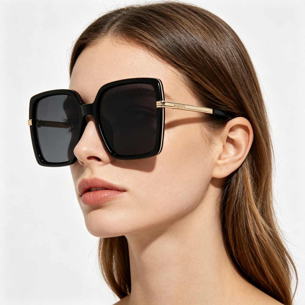 Black Metal Square Frame UV400 Sunglasses – Bild 4