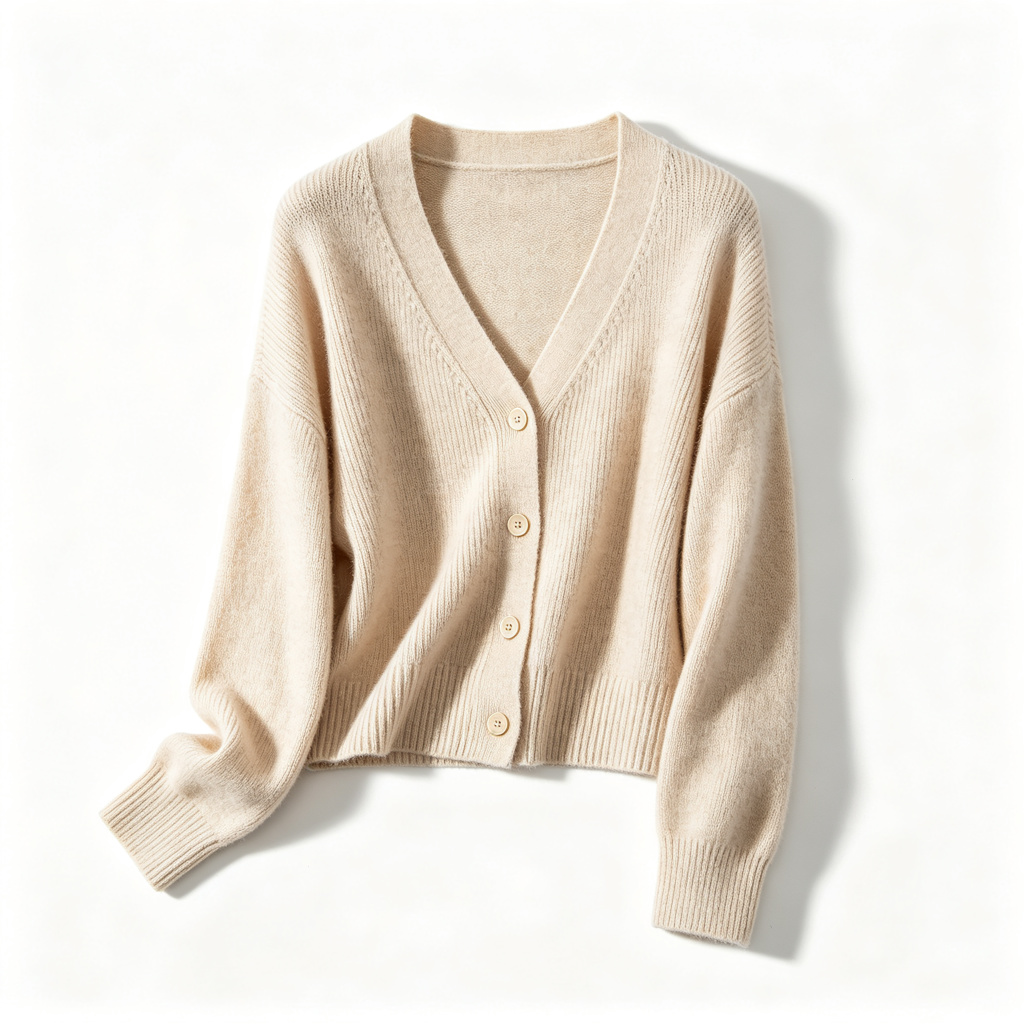 Beige Knit Cardigan Sweater