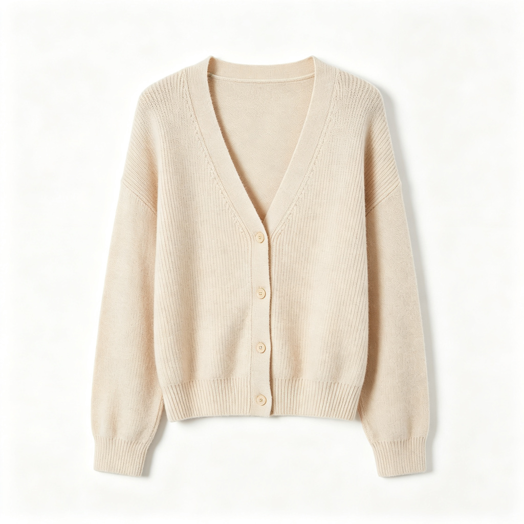 Beige Knit Cardigan Sweater – Bild 3