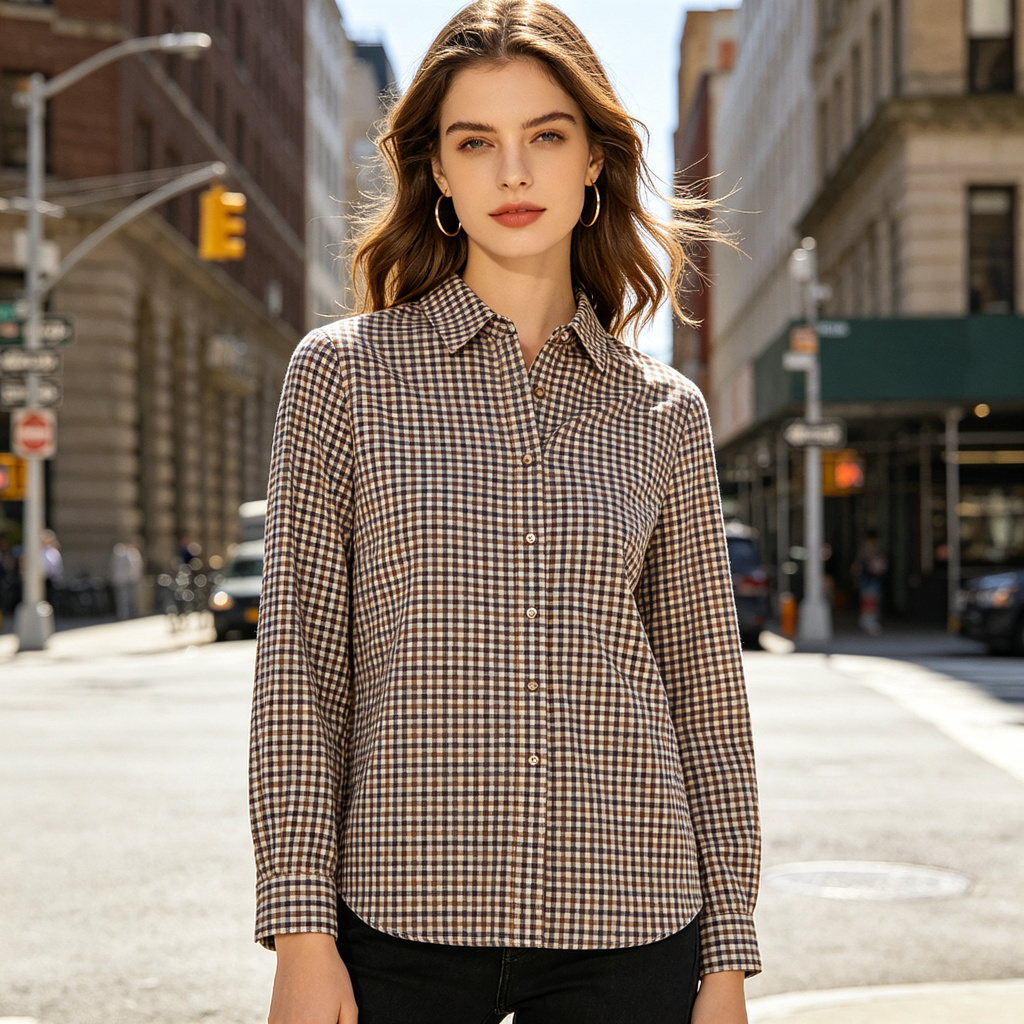 Plaid Long Sleeve Button Shirt – Bild 4