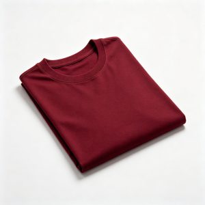 Burgundy Cotton Crew Neck Short Sleeve T Shirt