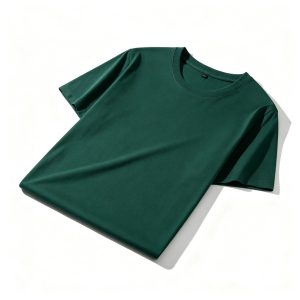 Dark Green Cotton Crew Neck Short Sleeve T Shirt