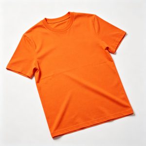 Orange Cotton Crew Neck Short Sleeve T Shirt
