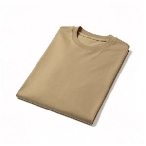 Khaki Cotton Crew Neck Short Sleeve T Shirt