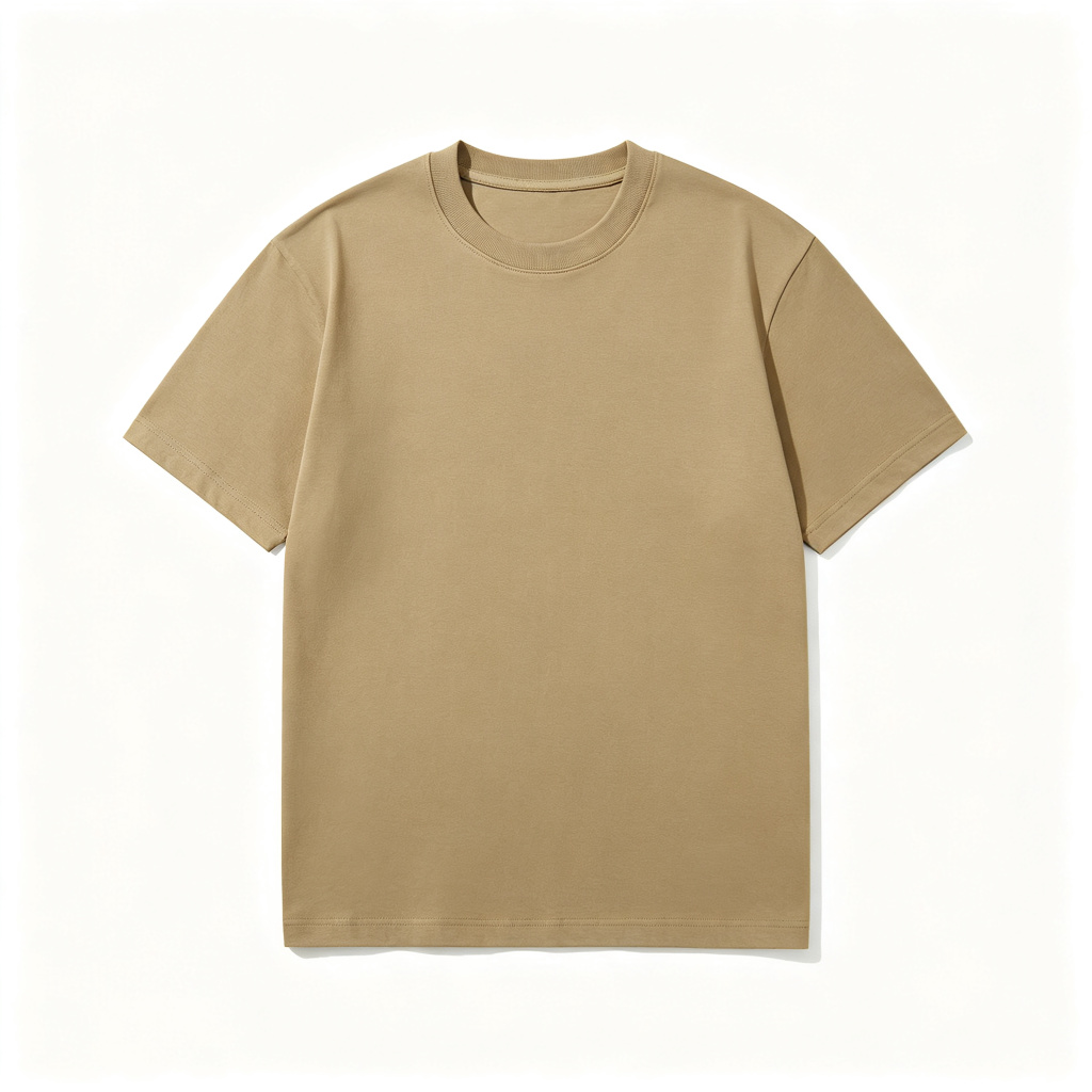Khaki Cotton Crew Neck Short Sleeve T Shirt – Bild 2