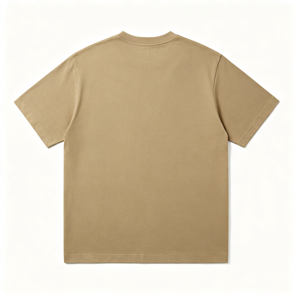 Khaki Cotton Crew Neck Short Sleeve T Shirt – Bild 3