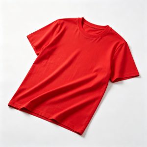 Red Cotton Crew Neck Short Sleeve T Shirt