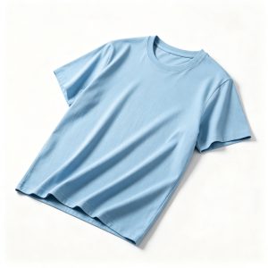 Light Blue Cotton Crew Neck Short Sleeve T Shirt