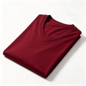 Burgundy V Neck Short Sleeve T Shirt