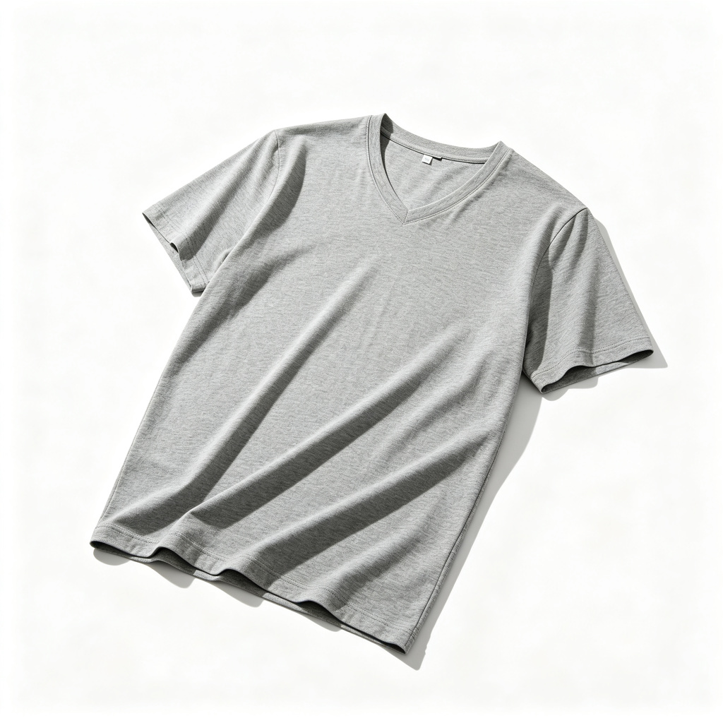 Gray V Neck Short Sleeve T Shirt