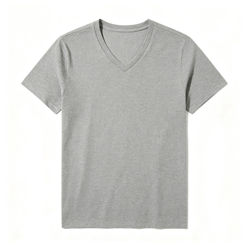 Gray V Neck Short Sleeve T Shirt – Bild 2