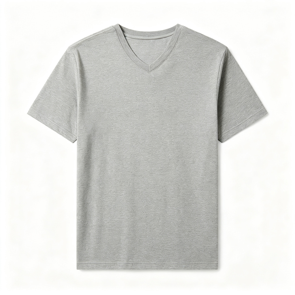 Gray V Neck Short Sleeve T Shirt – Bild 3