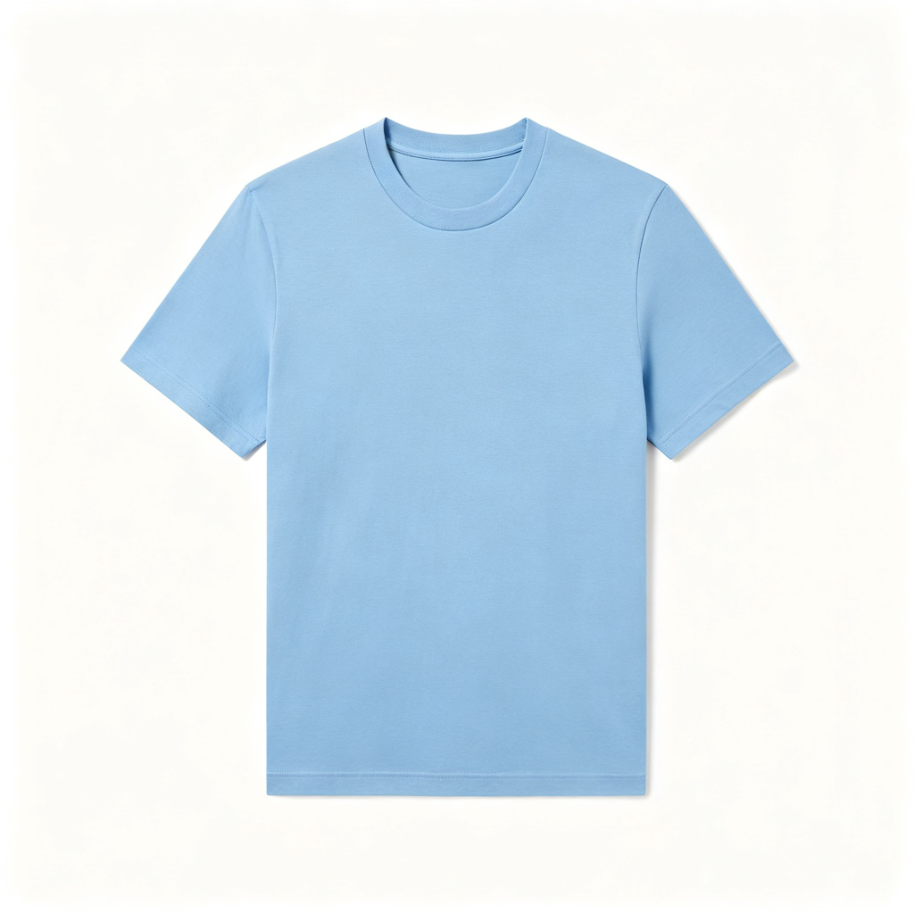 Sky Blue Crew Neck Short Sleeve T Shirt – Bild 2