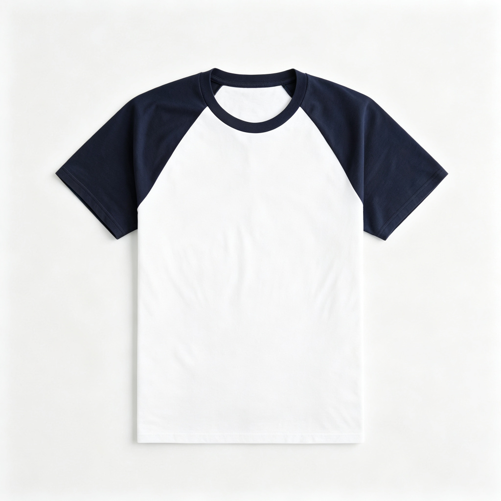 Navy Raglan Sleeve Crew Neck Short Sleeve T Shirt – Bild 2