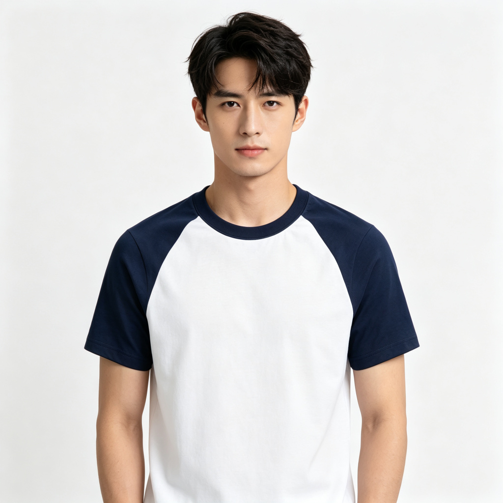 Navy Raglan Sleeve Deer Logo T Shirt – Bild 4