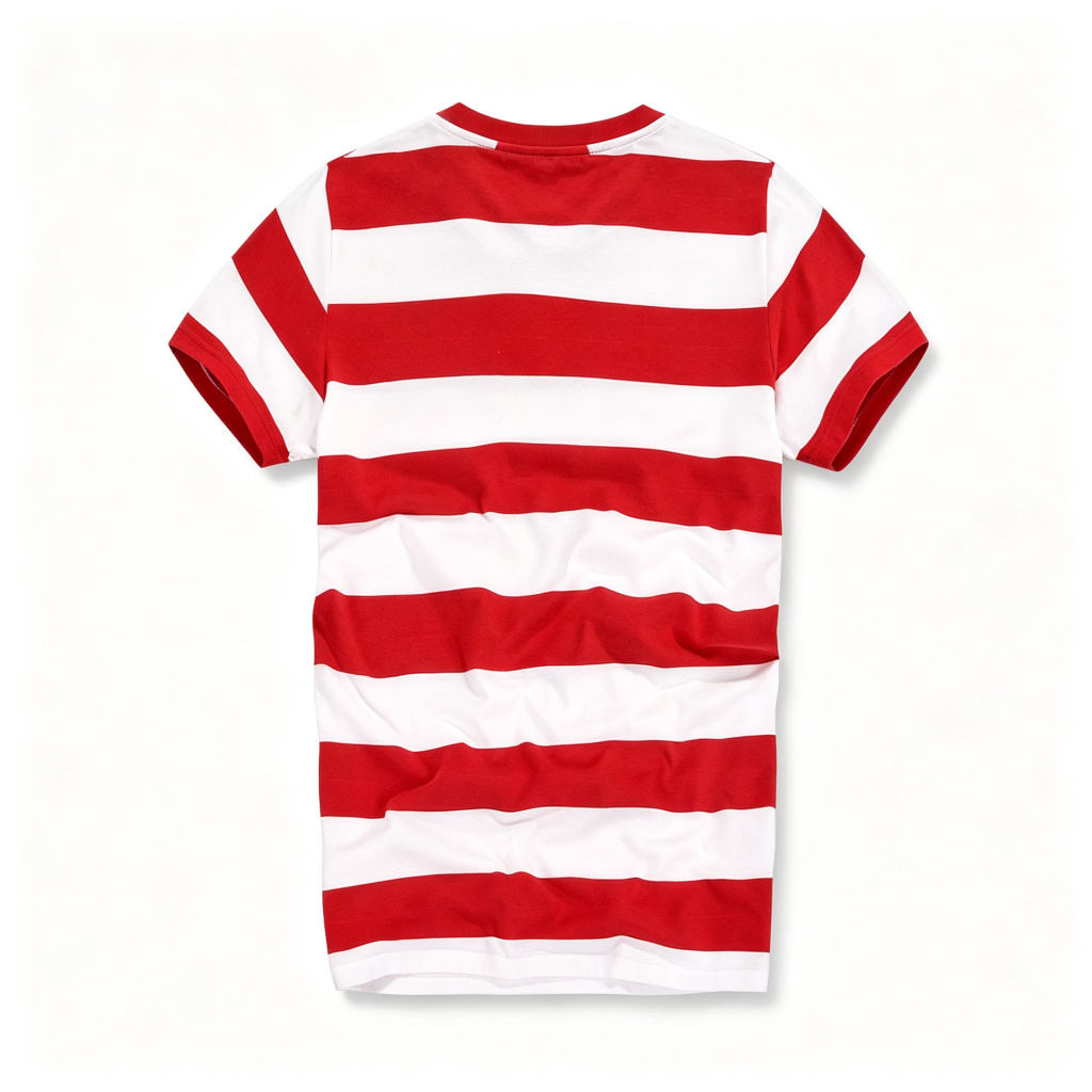 Red White Stripe Crew Neck Short Sleeve T Shirt – Bild 3