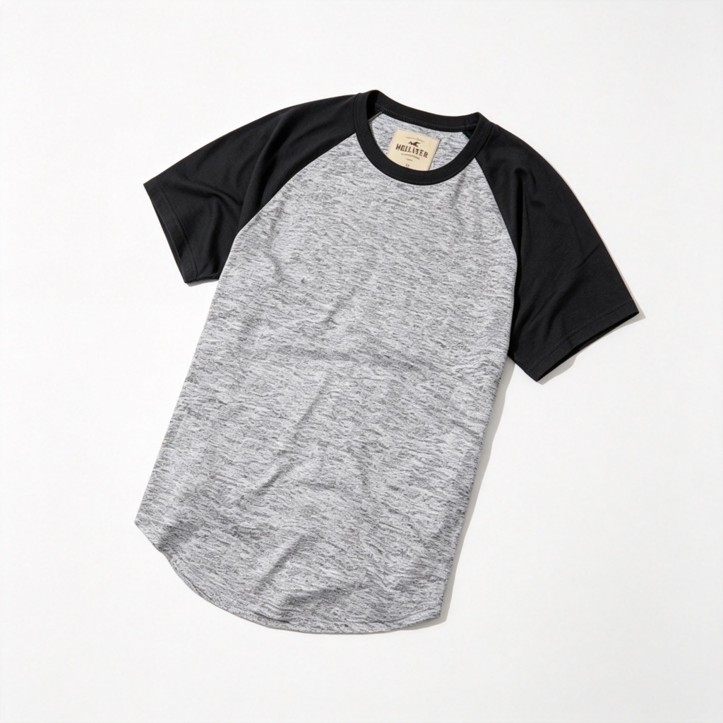 Heather Gray Black Raglan Sleeve T Shirt