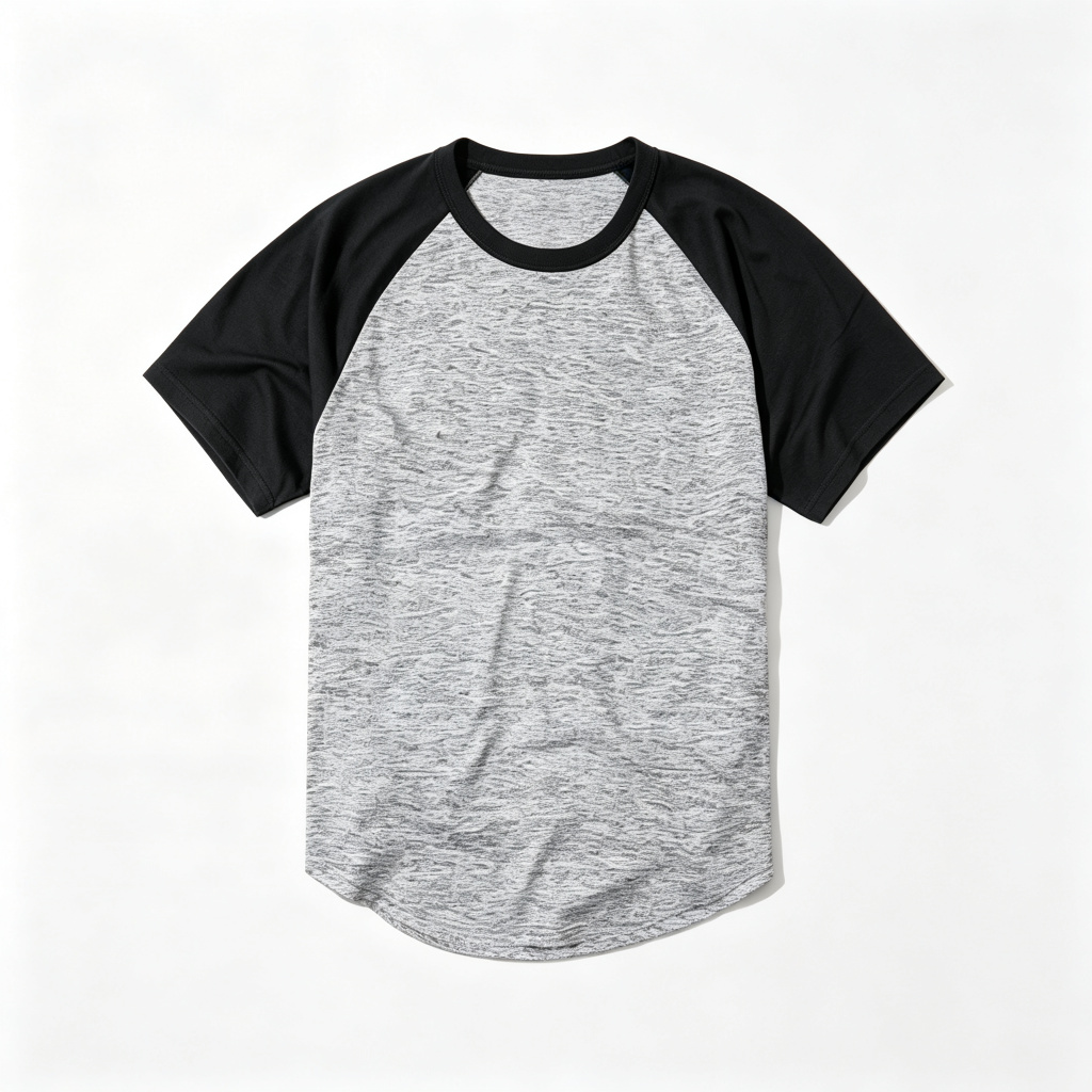 Heather Gray Black Raglan Sleeve T Shirt – Bild 2