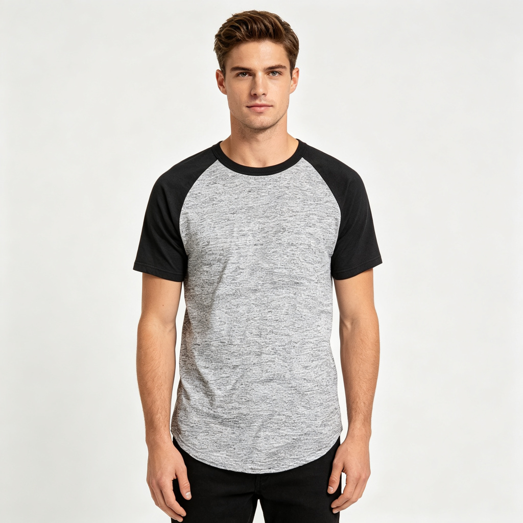 Heather Gray Black Raglan Sleeve T Shirt – Bild 4