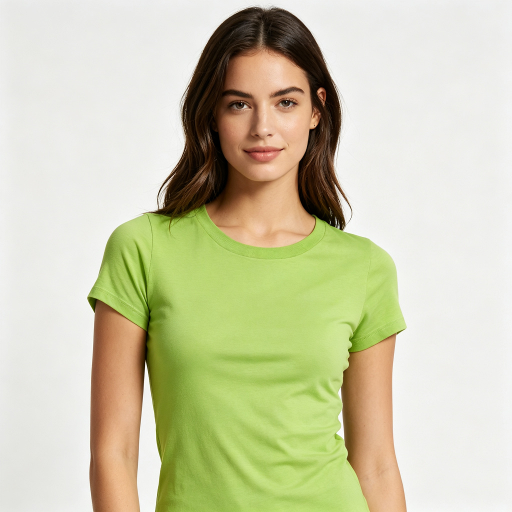 Apple Green Womens Crew Neck T Shirt – Bild 4