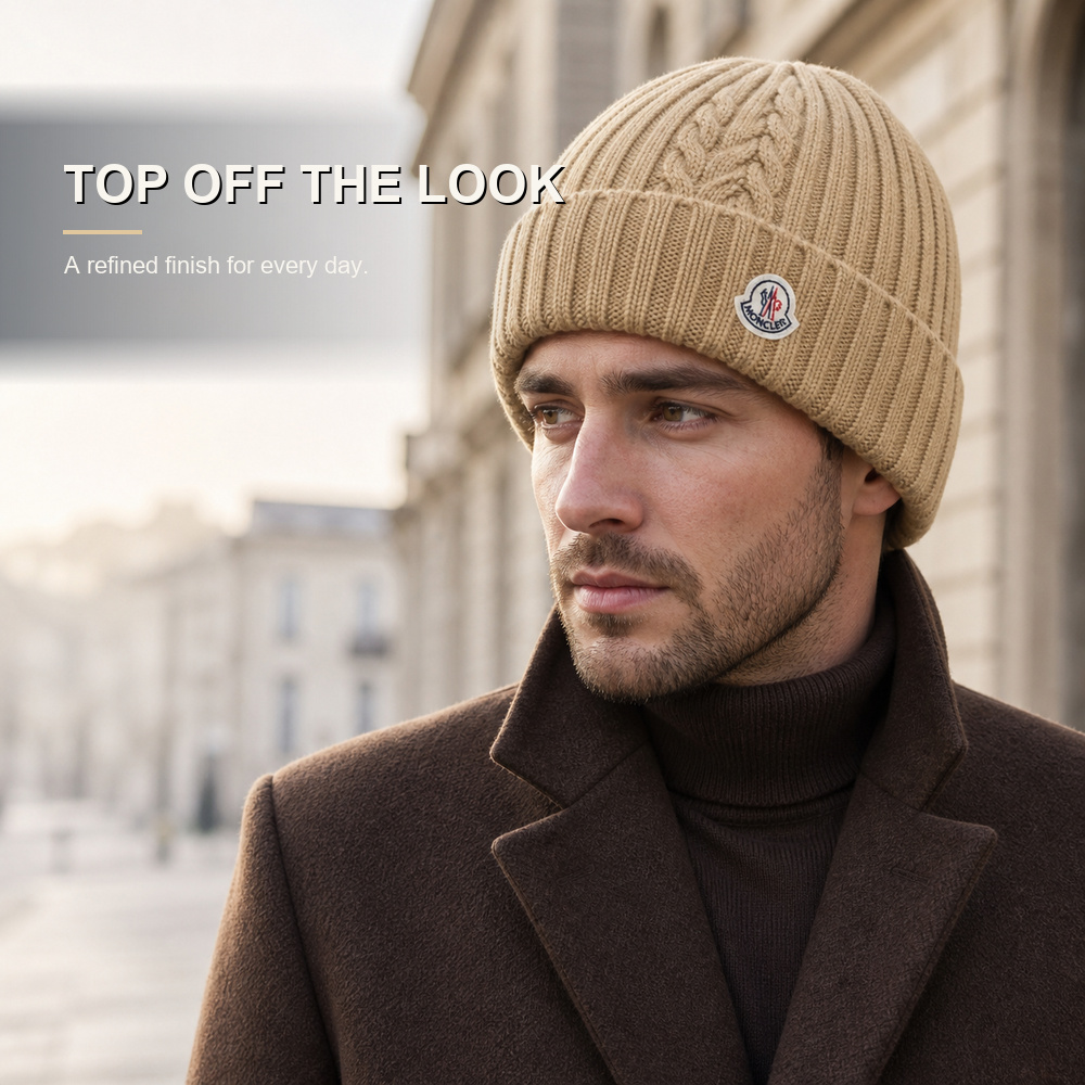 Camel Cable Knit Beanie – Bild 3