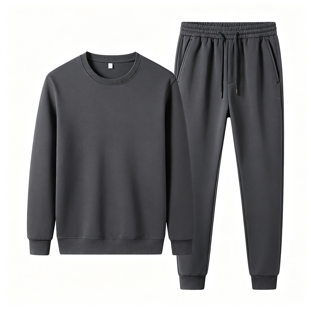 Dark Grey Crew Neck Sweatshirt & Sweatpants Set – Bild 2