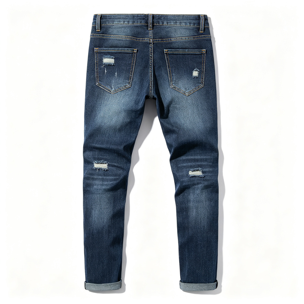 Dark Blue Ripped Slim Fit Jeans – Bild 3