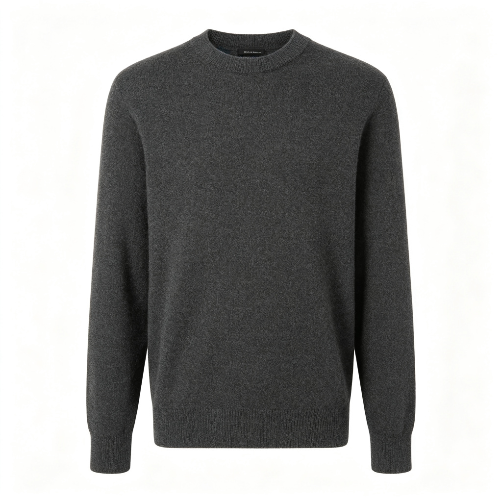 Dark Gray Crew Neck Knit Sweater – Bild 2